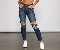 Tobi High Rise Destructed Mom Jeans