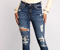 High Rise Destructed Skinny Jeans