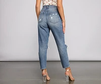 Ella High Rise Cropped Mom Jeans