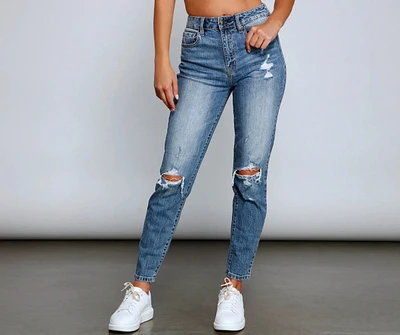 Tobi High Rise Destructed Mom Jeans