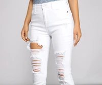 High-Rise Destructed Skinny Ankle Jeans