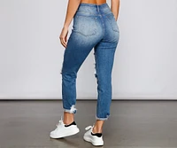 Amanda High-Rise Destructed Cuffed Boyfriend Jeans