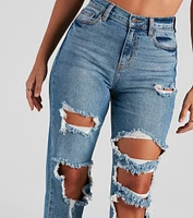 Totally Destructed Cuffed Mom Jeans