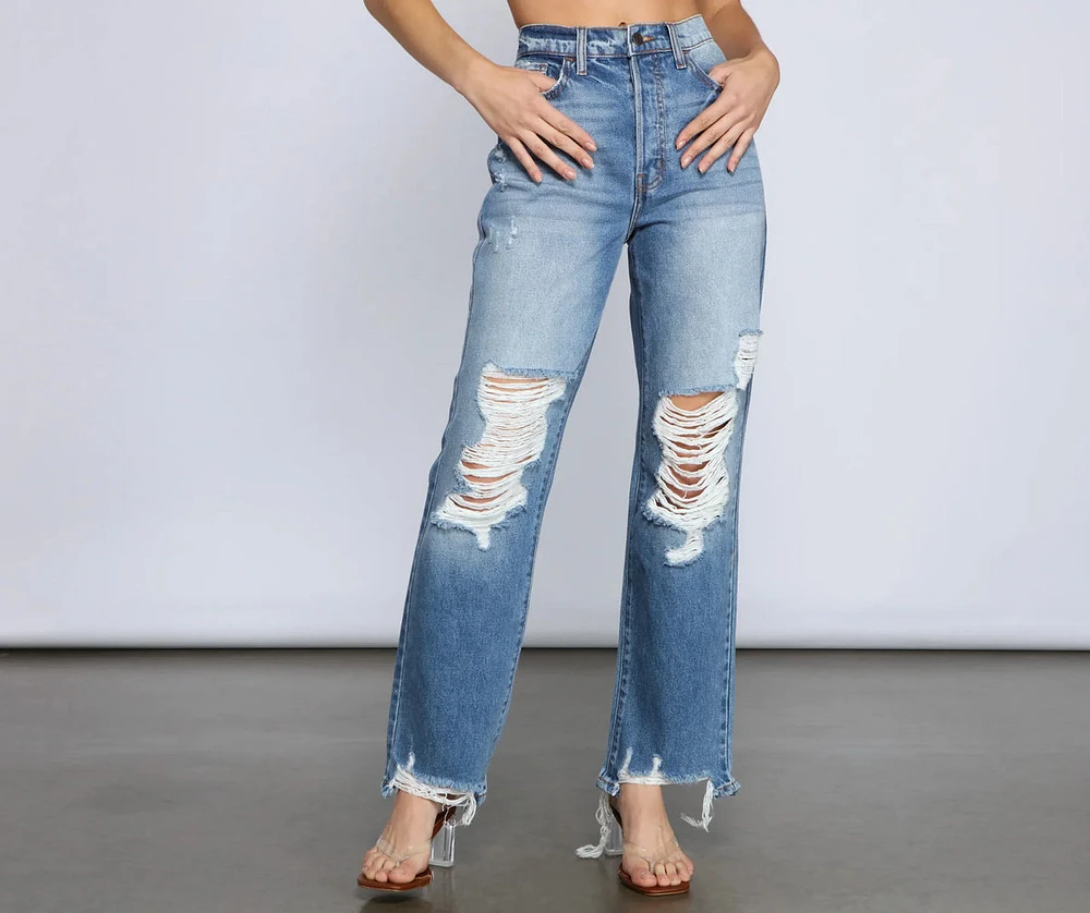 So The Drama High Rise Destructed Boyfriend Jeans