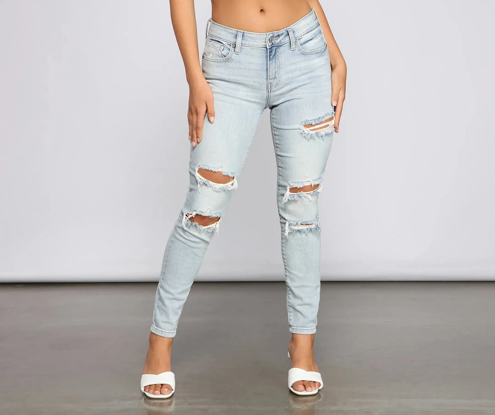 Jude Mid-Rise Destructed Skinny Jeans