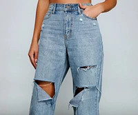 Throwback Vibes High-Rise Destroyed Boyfriend Jeans