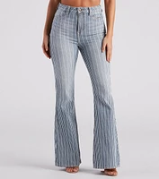 Bri High-Rise Pinstripe Flare Jeans By Windsor Denim