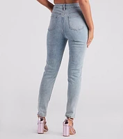 Glam Trendsetter Rhinestone Lace-up Skinny Jeans