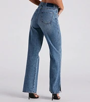 Low-Key Slay High Rise Wide Leg Slit Denim Jeans