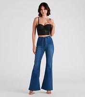 Bri High-Rise Lace-Up Flare Jeans By Windsor Denim