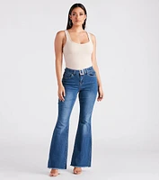 Bri Mid Rise Belted Flare Jeans By Windsor Denim