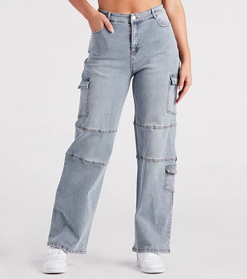 Straight To It High-Rise Cargo Denim Jeans