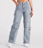 Straight To It High-Rise Cargo Denim Jeans