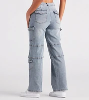 Straight To It High-Rise Cargo Denim Jeans