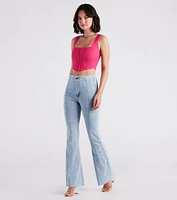 Cute Flare High Rise Denim Jeans