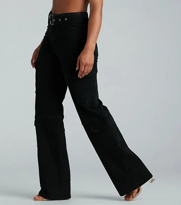 Especially Cool High-Rise Belted Cargo Denim Jeans