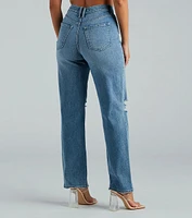 Perfect Pair High-Rise Destructed Straight-Leg Jeans