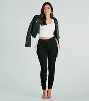 Effortless Vibe High-Rise Cargo Skinny Denim Jeans