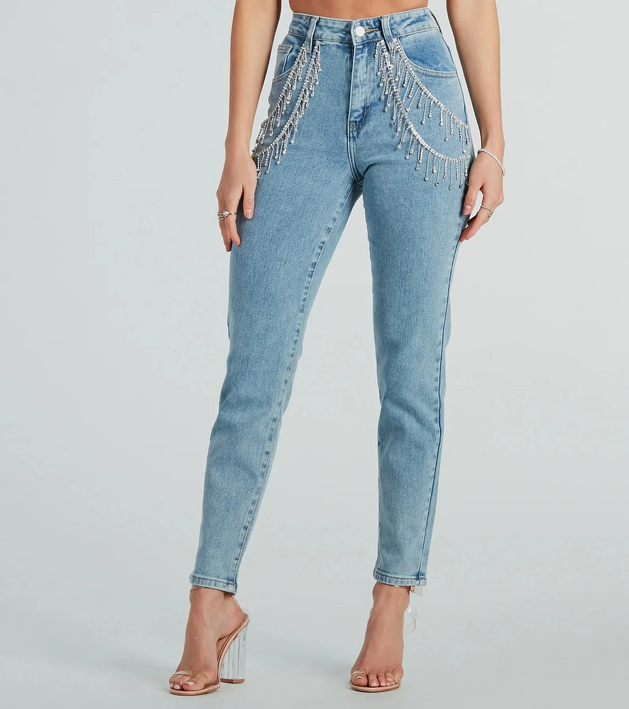 Big Time Sparkle Rhinestone Skinny Denim Jeans