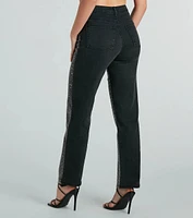 Rockstar Shine Rhinestone Straight-Leg Jeans