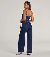 New Era Sweetheart Flare Denim Jumpsuit