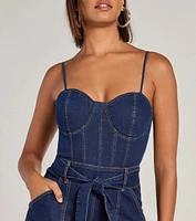 New Era Sweetheart Flare Denim Jumpsuit