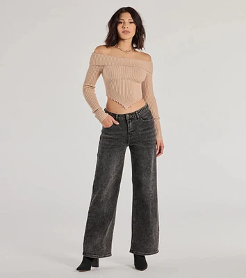 Chic Wonder Mid-Rise Wide-Leg Denim Jeans