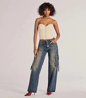 Trendsetter High-Rise Wide-Leg Cargo Jeans