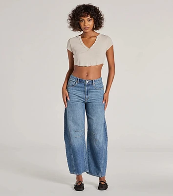 The Classic Mid-Rise Barrel Leg Denim Jeans