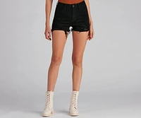 High Rise Destructed Hem Jean Shorts by Windsor Denim