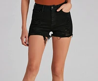 High Rise Destructed Hem Jean Shorts by Windsor Denim