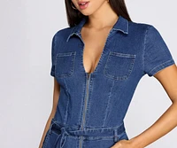 Yes You Can Utility Denim Romper