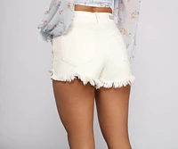 High-Rise Button-Up Cutoff Denim Shorts