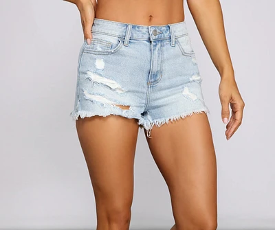 Basic High Rise Cutoff Denim Shorts