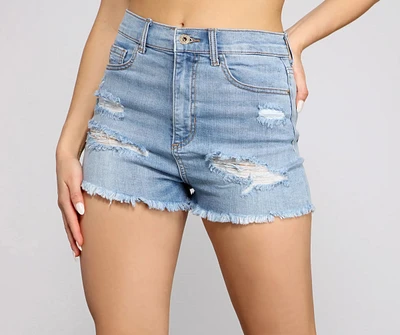 Good Vibes High-Rise Denim Shorts