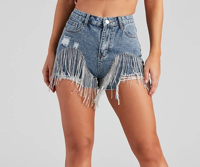 The Edge Of Fringe High Waist Denim Shorts