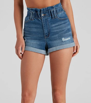 The Bag High Rise Denim Shorts