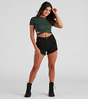 Meli Mid-Rise Distressed Shorts By Windsor Denim