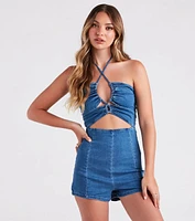 Beach Boardwalk Stroll Cutout Denim Romper