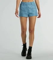 Feeling Flirty Sequin Glitter Denim Shorts