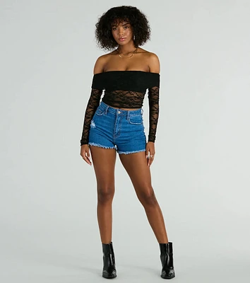 Weekend Fray High Rise Denim Shorts