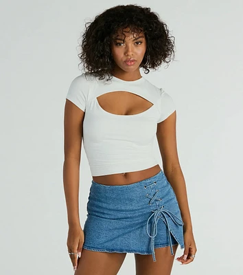 Born To Be Coveted Mid-Rise Lace-Up Denim Skort