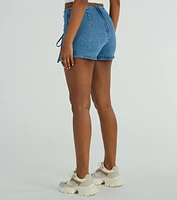 Born To Be Coveted Mid-Rise Lace-Up Denim Skort