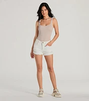 Sunny State Mid-Rise Distressed Denim Shorts