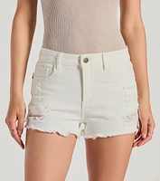 Sunny State Mid Rise Distressed Denim Shorts