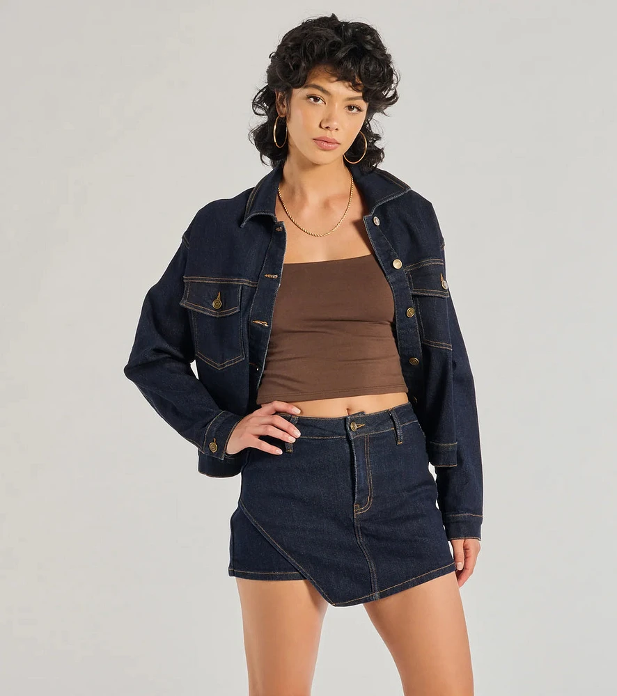 Trendy Casual High-Rise Denim Skort