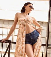 Crossed Over High-Rise Denim Shorts
