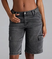 Majorly Fresh Mid-Rise Cargo Denim Jorts