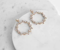 Floral Rhinestone Hoop Earrings