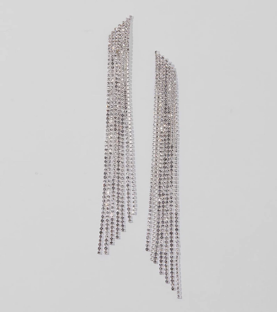 Just A Lil' Rhinestone Fringe Earrings